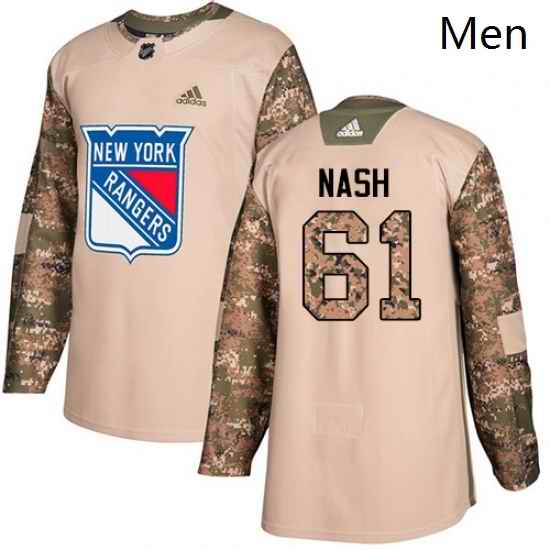 Mens Adidas New York Rangers 61 Rick Nash Authentic Camo Veterans Day Practice NHL Jersey